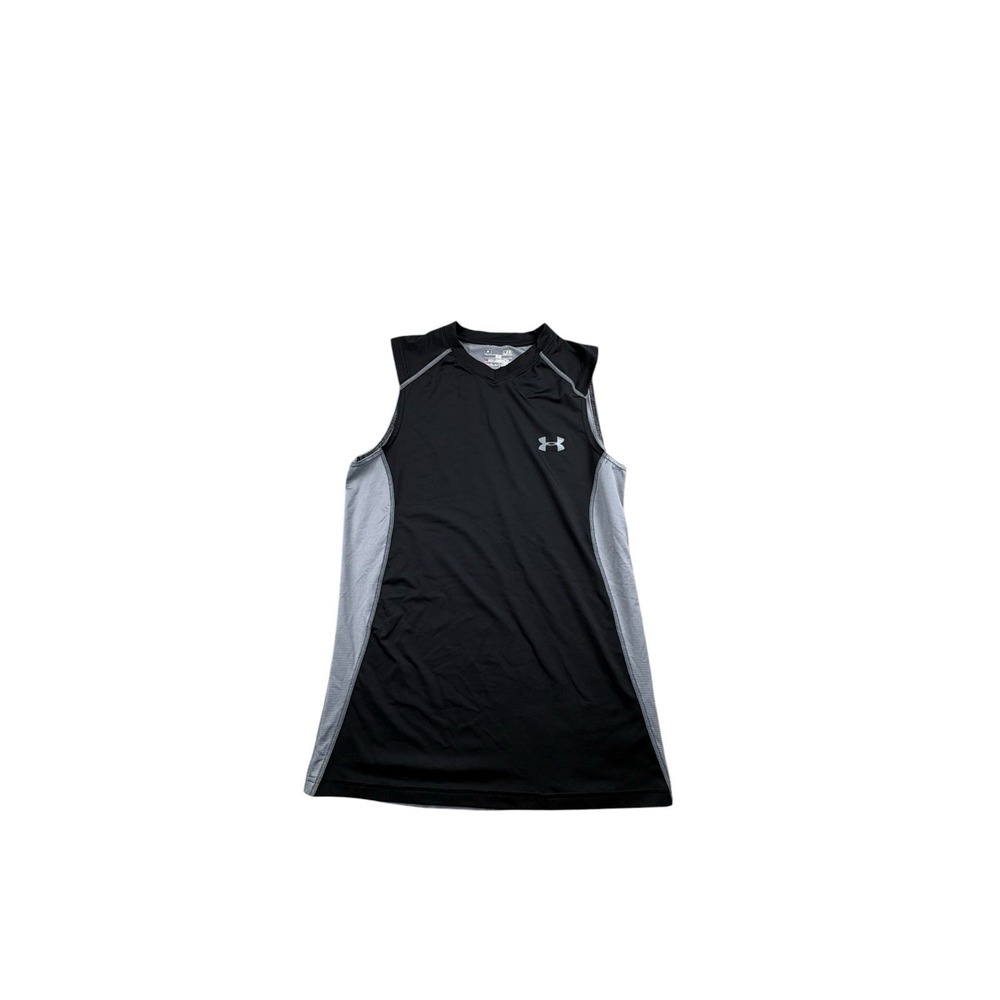 Under Armour HeatGear Fitted‎ Sleeveless Compression Shirt Black Gray SM
